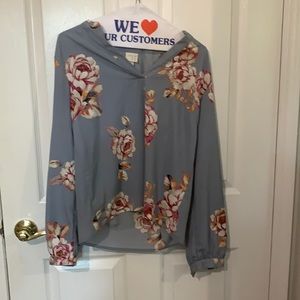 Light Blue Floral Print Shirt
